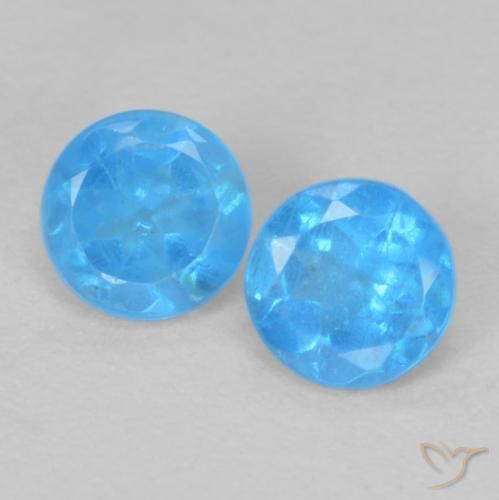 0.21 克拉蓝色磷灰石宝石| 圆形切割| 3.6 mm | GemSelect