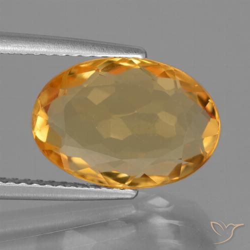 4.64 克拉黄色黄水晶宝石, 椭圆形 散装黄水晶 来自巴西, 天然未经处理的宝石, 12.9 x 9 mm