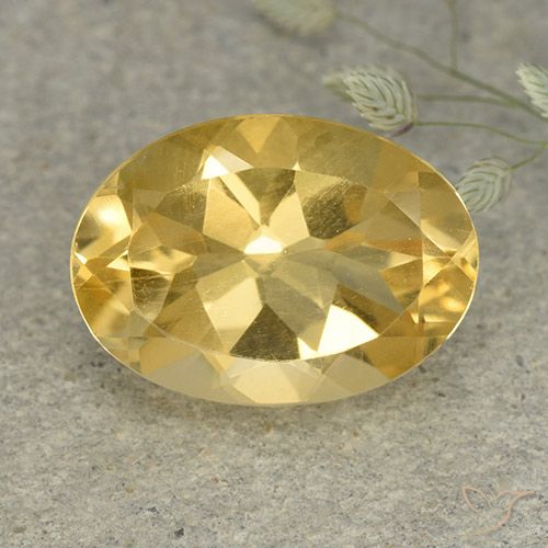 5.81 克拉黄色黄水晶宝石, 椭圆形 散装黄水晶 来自巴西, 天然未经处理的宝石, 14.2 x 10.2 mm