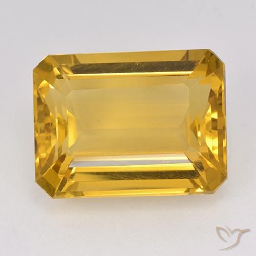 12.09 克拉黄色黄水晶宝石| 八角形切割| 16.2 x 12.1 mm | GemSelect