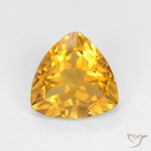 1.5 克拉黄色黄水晶宝石, 胖三角形 散装黄水晶 来自巴西, 天然未经处理的宝石, 8 x 7.8 mm