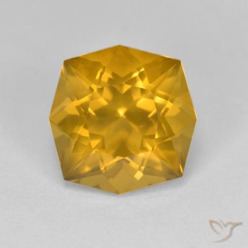 7.83 克拉黄色黄水晶宝石| 异形| 12.8 x 12.7 mm | GemSelect