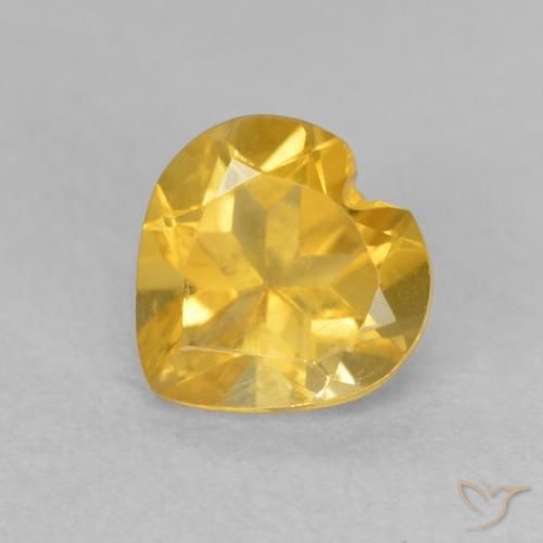 0.76 克拉黄色黄水晶宝石, 心形 散装黄水晶 来自巴西, 天然未经处理的宝石, 6.1 x 6 mm