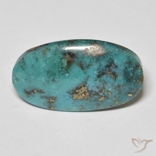 21.59 克拉蓝绿色绿松石宝石| 椭圆形切割| 27.2 x 15.5 mm | GemSelect